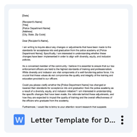 Letter Template for DEI question to police department