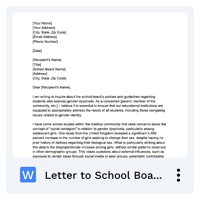 Letter to School board about Gender Identity Issues